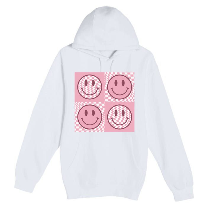 Funny Face Checkered Pattern Smile Face Meme Trendy Premium Pullover Hoodie