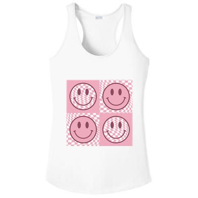 Funny Face Checkered Pattern Smile Face Meme Trendy Ladies PosiCharge Competitor Racerback Tank