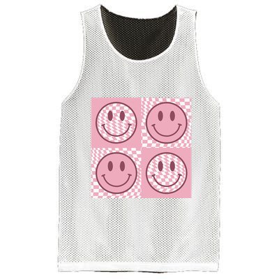 Funny Face Checkered Pattern Smile Face Meme Trendy Mesh Reversible Basketball Jersey Tank