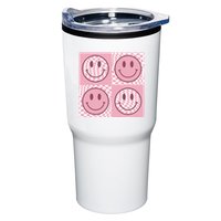 Funny Face Checkered Pattern Smile Face Meme Trendy Tumbler