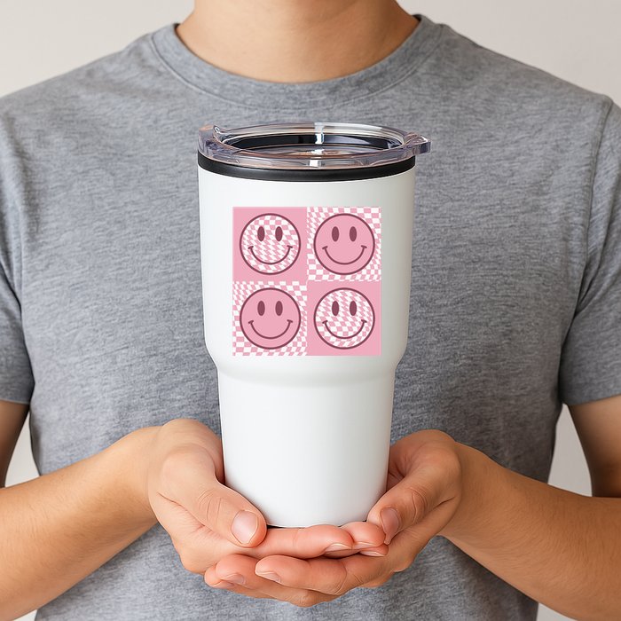 Funny Face Checkered Pattern Smile Face Meme Trendy Tumbler