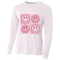 Funny Face Checkered Pattern Smile Face Meme Trendy Cooling Performance Long Sleeve Crew