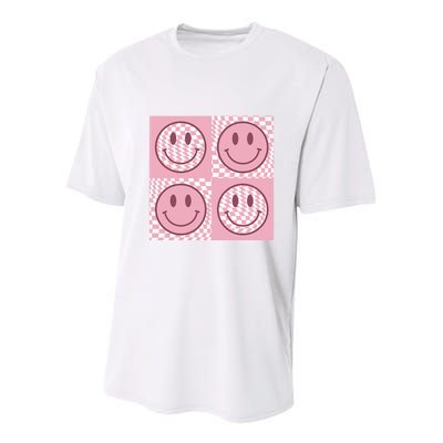 Funny Face Checkered Pattern Smile Face Meme Trendy Youth Performance Sprint T-Shirt