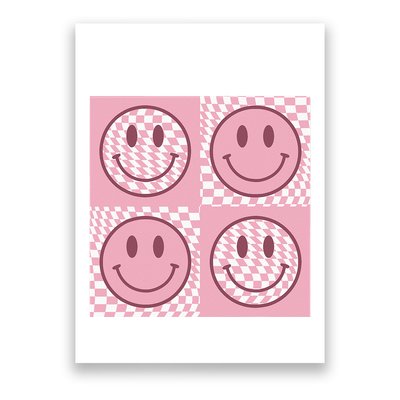 Funny Face Checkered Pattern Smile Face Meme Trendy Poster