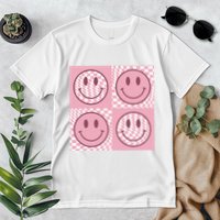 Funny Face Checkered Pattern Smile Face Meme Trendy Premium T-Shirt