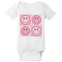 Funny Face Checkered Pattern Smile Face Meme Trendy Baby Bodysuit