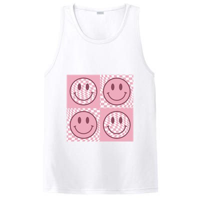 Funny Face Checkered Pattern Smile Face Meme Trendy PosiCharge Competitor Tank
