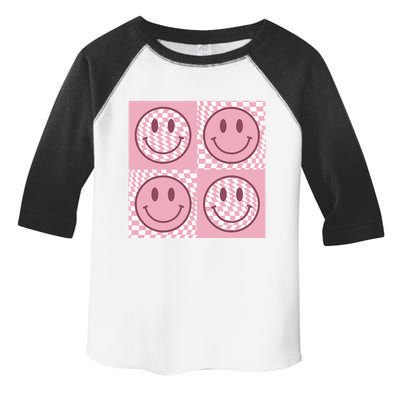 Funny Face Checkered Pattern Smile Face Meme Trendy Toddler Fine Jersey T-Shirt