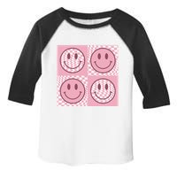 Funny Face Checkered Pattern Smile Face Meme Trendy Toddler Fine Jersey T-Shirt