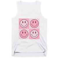Funny Face Checkered Pattern Smile Face Meme Trendy Tank Top