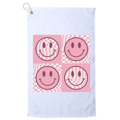 Funny Face Checkered Pattern Smile Face Meme Trendy Golf Towel