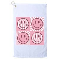Funny Face Checkered Pattern Smile Face Meme Trendy Golf Towel