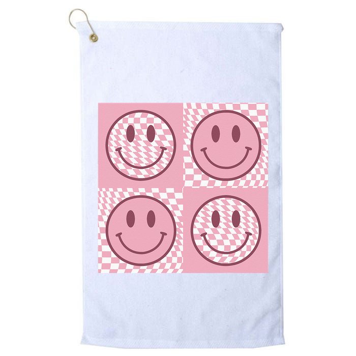 Funny Face Checkered Pattern Smile Face Meme Trendy Golf Towel