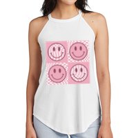 Funny Face Checkered Pattern Smile Face Meme Trendy Women's Perfect Tri Rocker Tank
