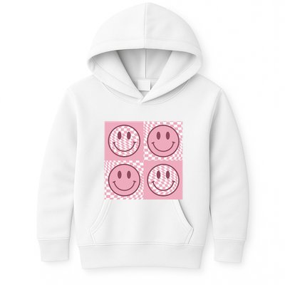 Funny Face Checkered Pattern Smile Face Meme Trendy Kids Hoodie