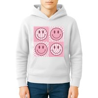 Funny Face Checkered Pattern Smile Face Meme Trendy Kids Hoodie