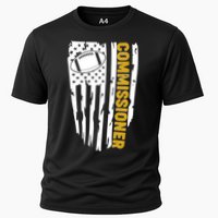 Fantasy Football Commissioner Distressed USA American Flag Cooling Performance Crew T-Shirt