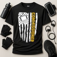 Fantasy Football Commissioner Distressed USA American Flag Cooling Performance Crew T-Shirt