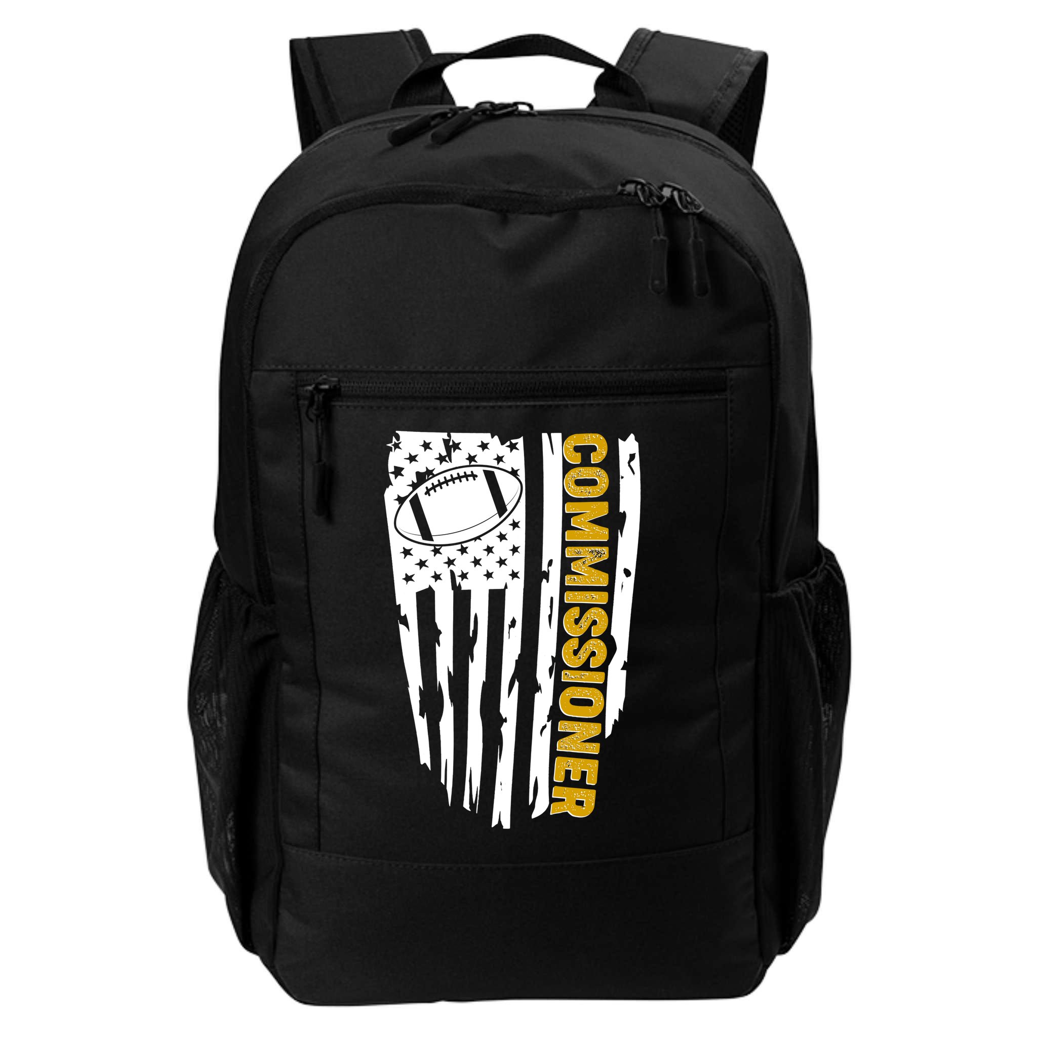 Fantasy Football Commissioner Distressed USA American Flag Backpack