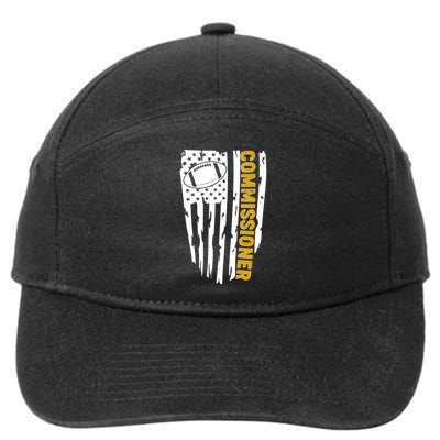 Fantasy Football Commissioner Distressed USA American Flag 7-Panel Snapback Hat
