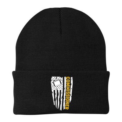 Fantasy Football Commissioner Distressed USA American Flag Beanie