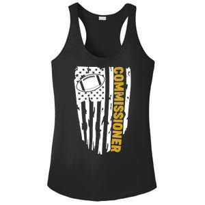 Fantasy Football Commissioner Distressed USA American Flag Ladies PosiCharge Competitor Racerback Tank