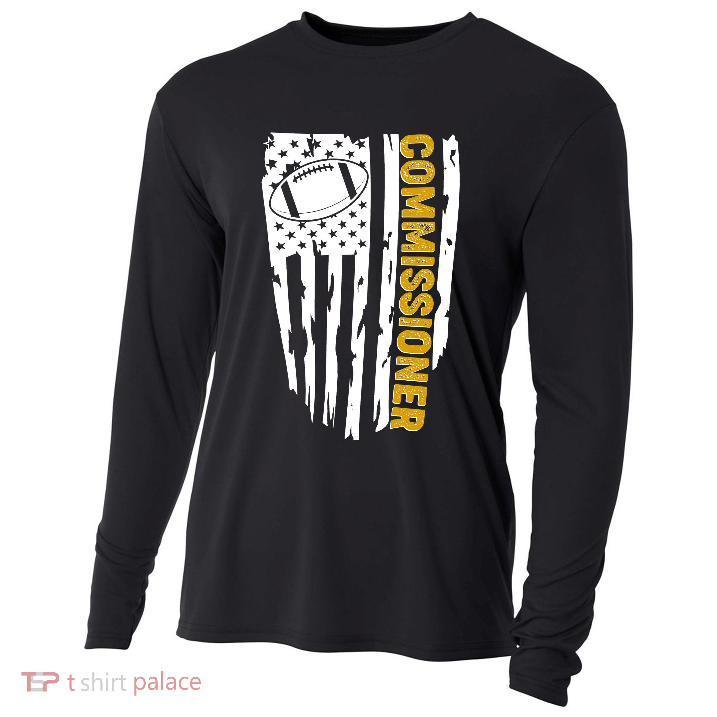 Fantasy Football Commissioner Distressed USA American Flag Cooling Performance Long Sleeve Crew