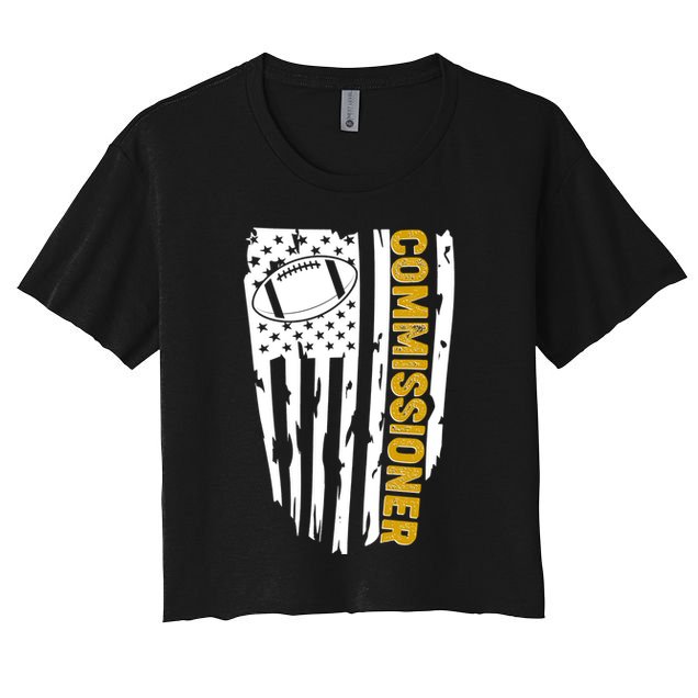 Fantasy Football Commissioner Distressed USA American Flag Crop Top