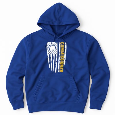 Fantasy Football Commissioner Distressed USA American Flag Hoodie