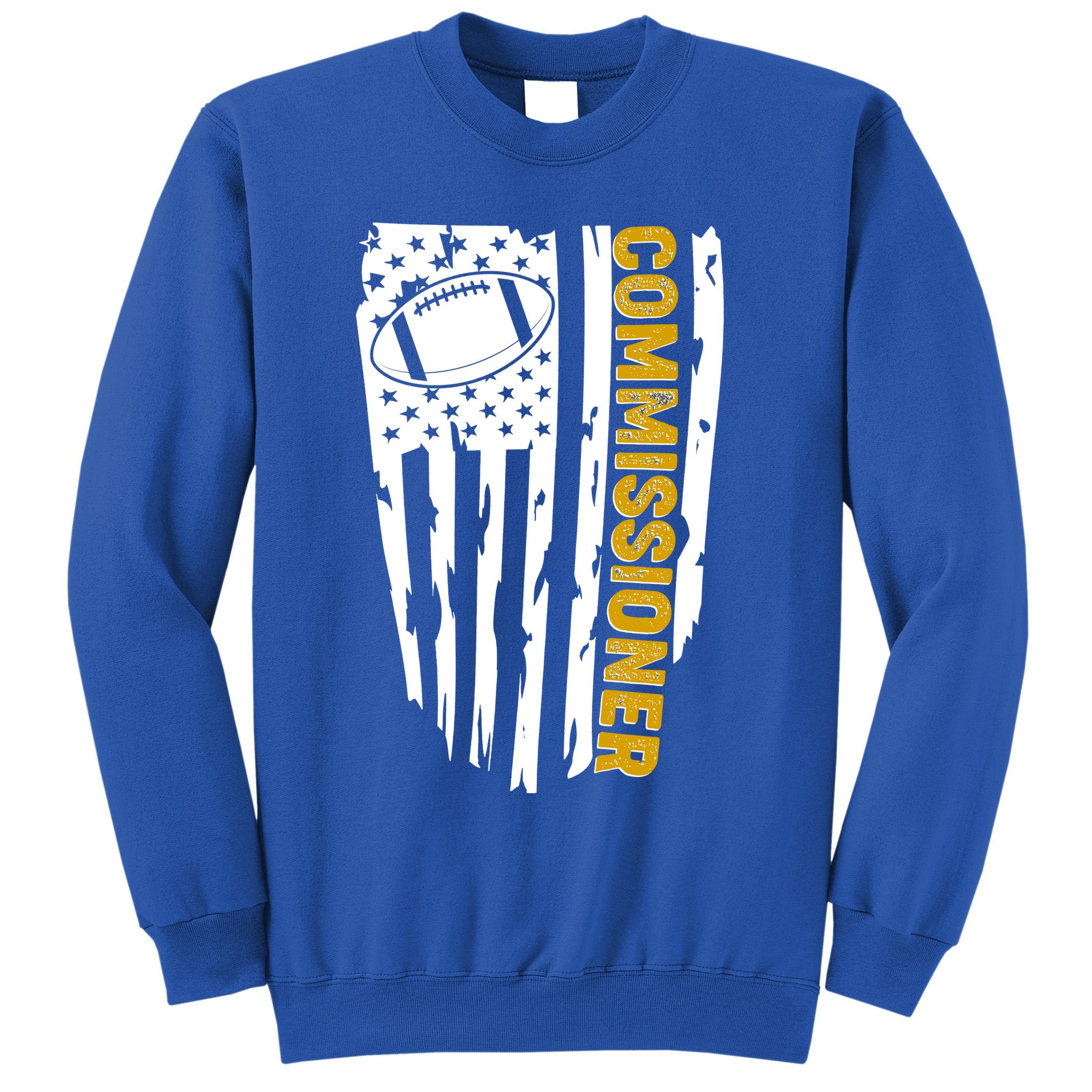 Fantasy Football Commissioner Distressed USA American Flag Sweatshirt