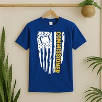 Fantasy Football Commissioner Distressed USA American Flag T-Shirt