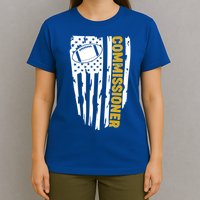 Fantasy Football Commissioner Distressed USA American Flag T-Shirt