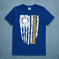 Fantasy Football Commissioner Distressed USA American Flag T-Shirt