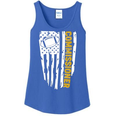 Fantasy Football Commissioner Distressed USA American Flag Ladies Essential Tank