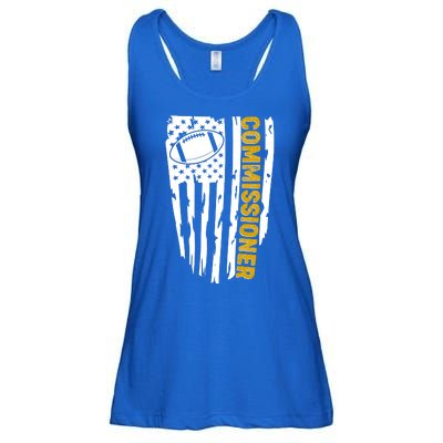 Fantasy Football Commissioner Distressed USA American Flag Ladies Essential Flowy Tank