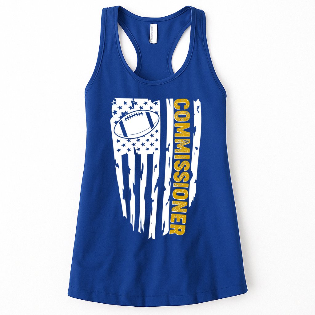 Fantasy Football Commissioner Distressed USA American Flag Womens Tank Top