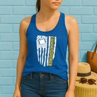 Fantasy Football Commissioner Distressed USA American Flag Womens Tank Top