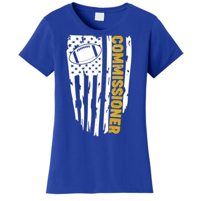 Fantasy Football Commissioner Distressed USA American Flag Women's T-Shirt