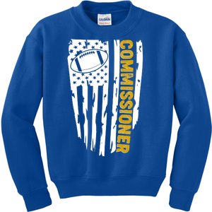 Fantasy Football Commissioner Distressed USA American Flag Kids Sweatshirt