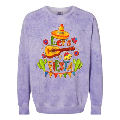 Funny Festive Cinco De Mayo Let's Fiesta Colorblast Crewneck Sweatshirt