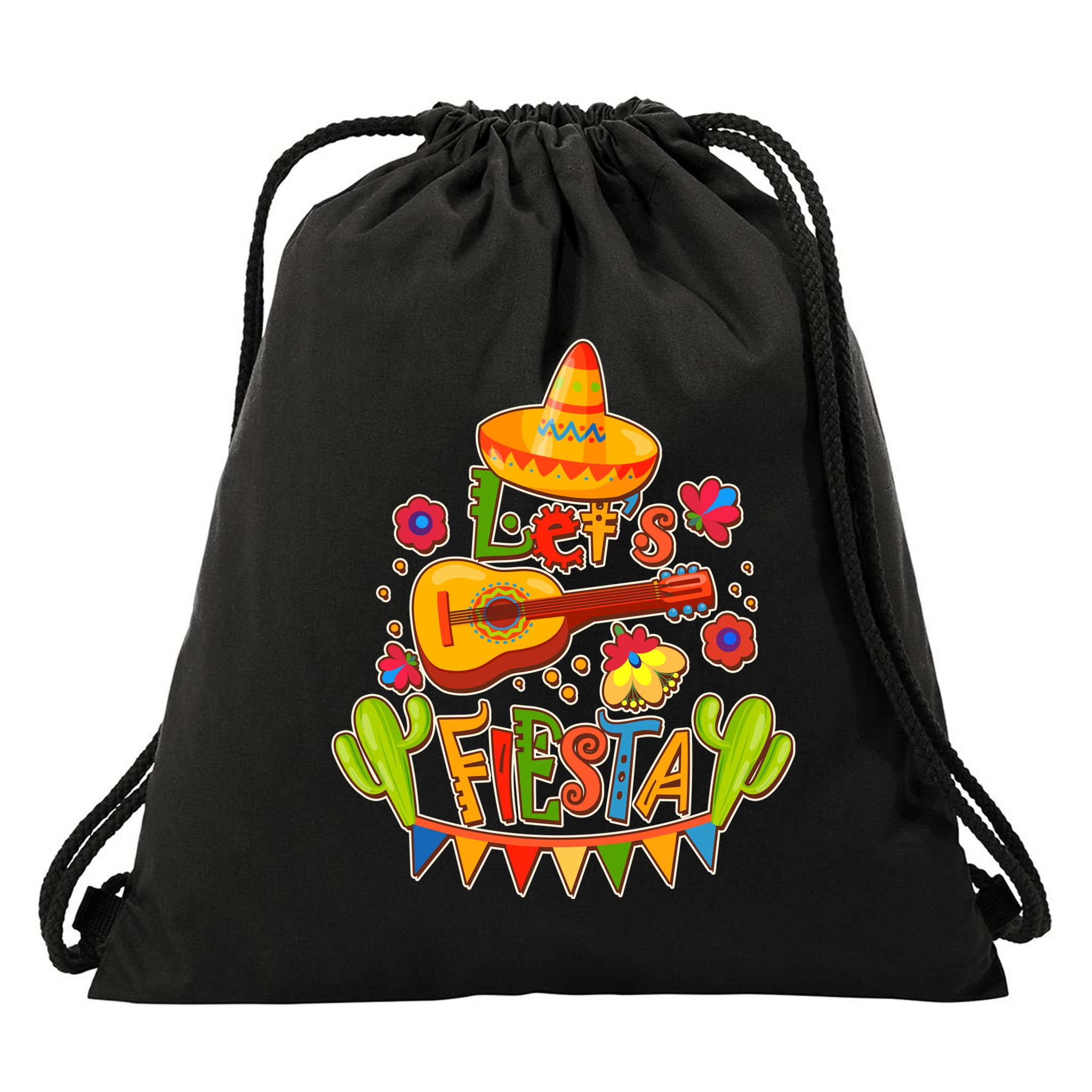 Funny Festive Cinco De Mayo Let's Fiesta Drawstring Bag