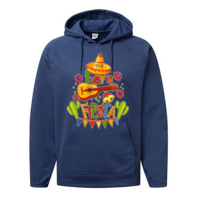 Funny Festive Cinco De Mayo Let's Fiesta Performance Fleece Hoodie