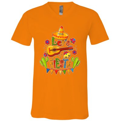 Funny Festive Cinco De Mayo Let's Fiesta V-Neck T-Shirt