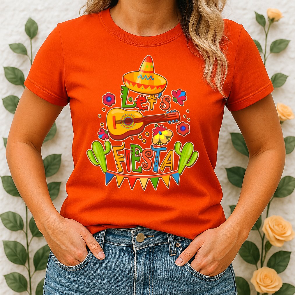 Funny Festive Cinco De Mayo Let's Fiesta Womens T-Shirt