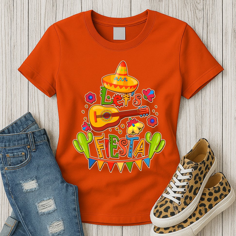 Funny Festive Cinco De Mayo Let's Fiesta Womens T-Shirt
