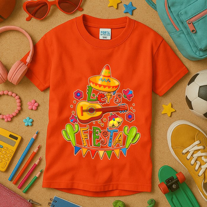 Funny Festive Cinco De Mayo Let's Fiesta Kids T-Shirt