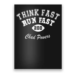 Football Funny C.h.a.d Powers Think Fast Run Fast Poster