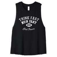 Football Funny C.h.a.d Powers Think Fast Run Fast Women's Racerback Cropped Tank