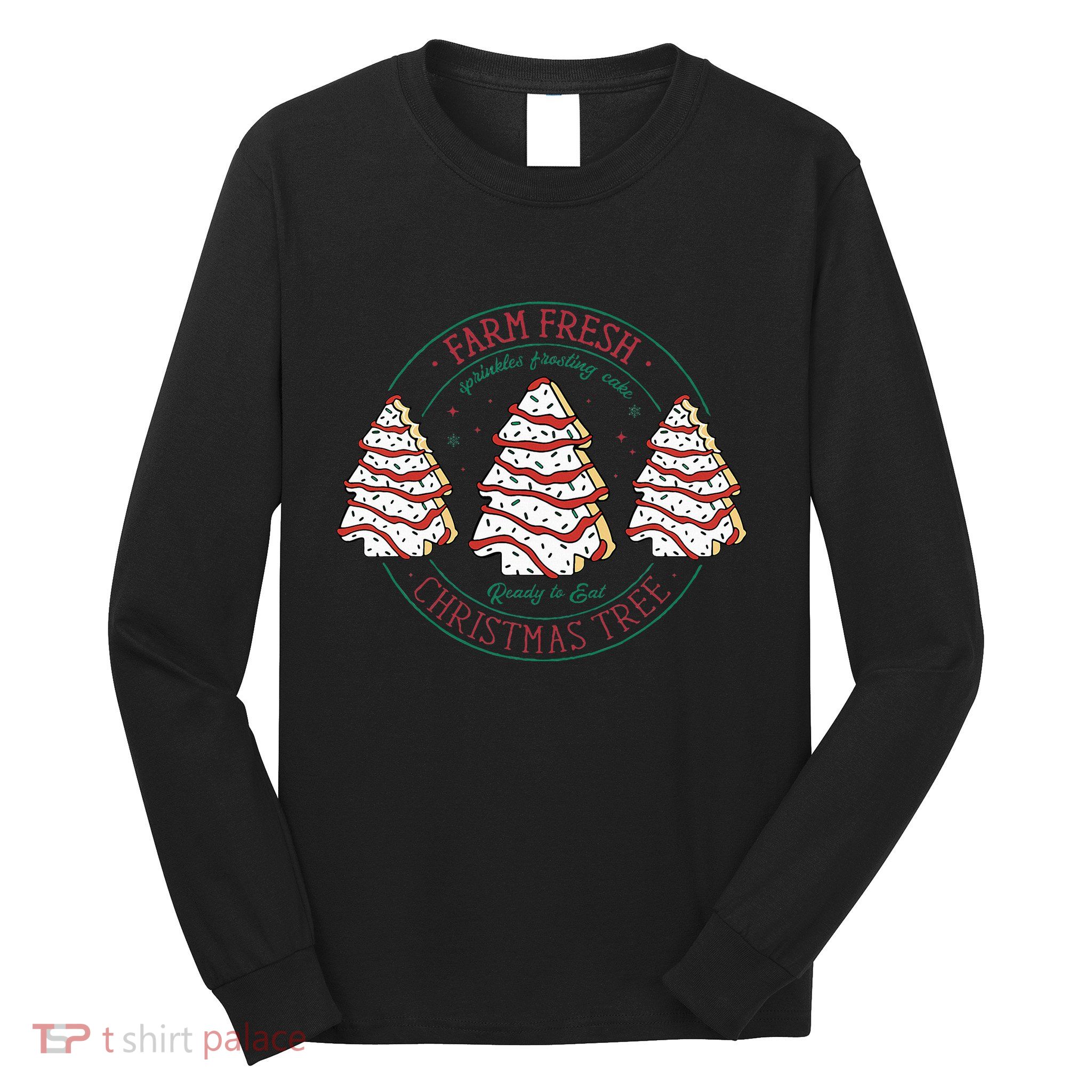 Farm Fresh Christmas Tree Frosting Frosted Cake Debbie Long Sleeve Shirt