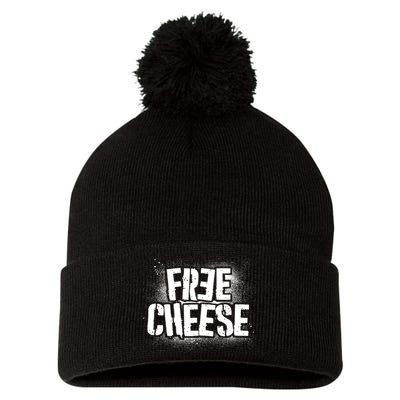 Funny Free Cheese Pom Pom 12in Knit Beanie